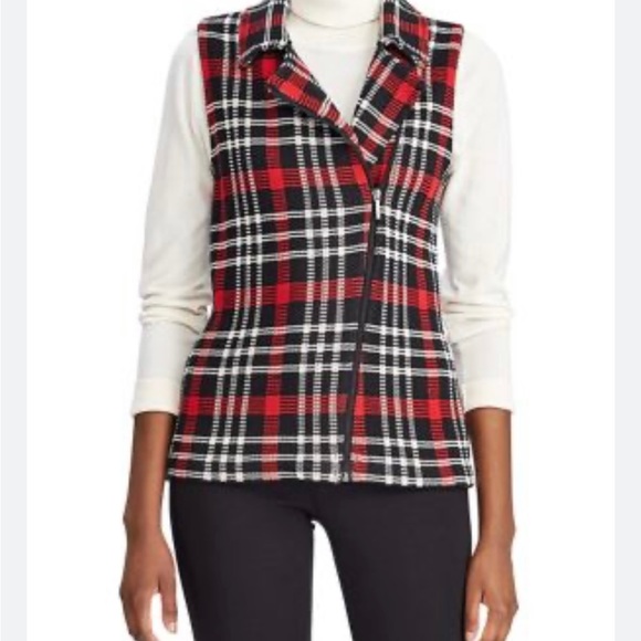 Last Chance! CHAPS Mitty Plaid Sleeveless Sweater Vest - Picture 3 of 11
